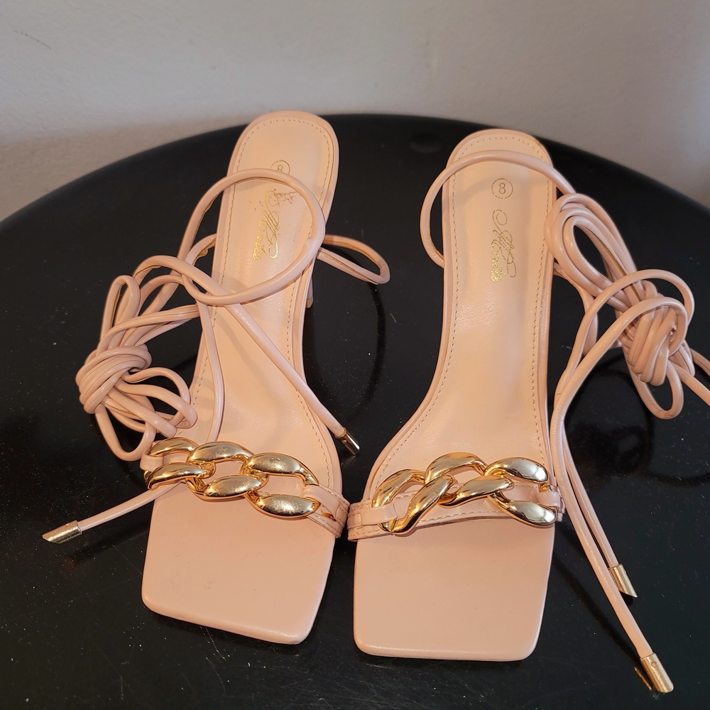 Jessica Tan Heels with Gold Chain